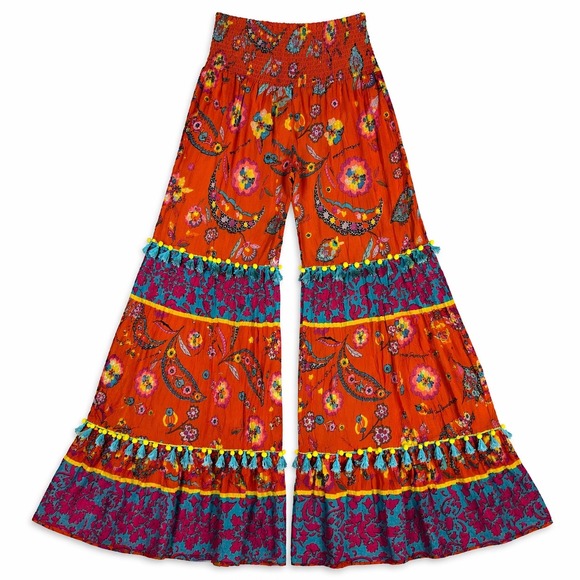 Antica Sartoria Pants - Antica Sartoria Giacomo Cinque Boho Festival Tassel Wide Leg Pants OS retro 70s